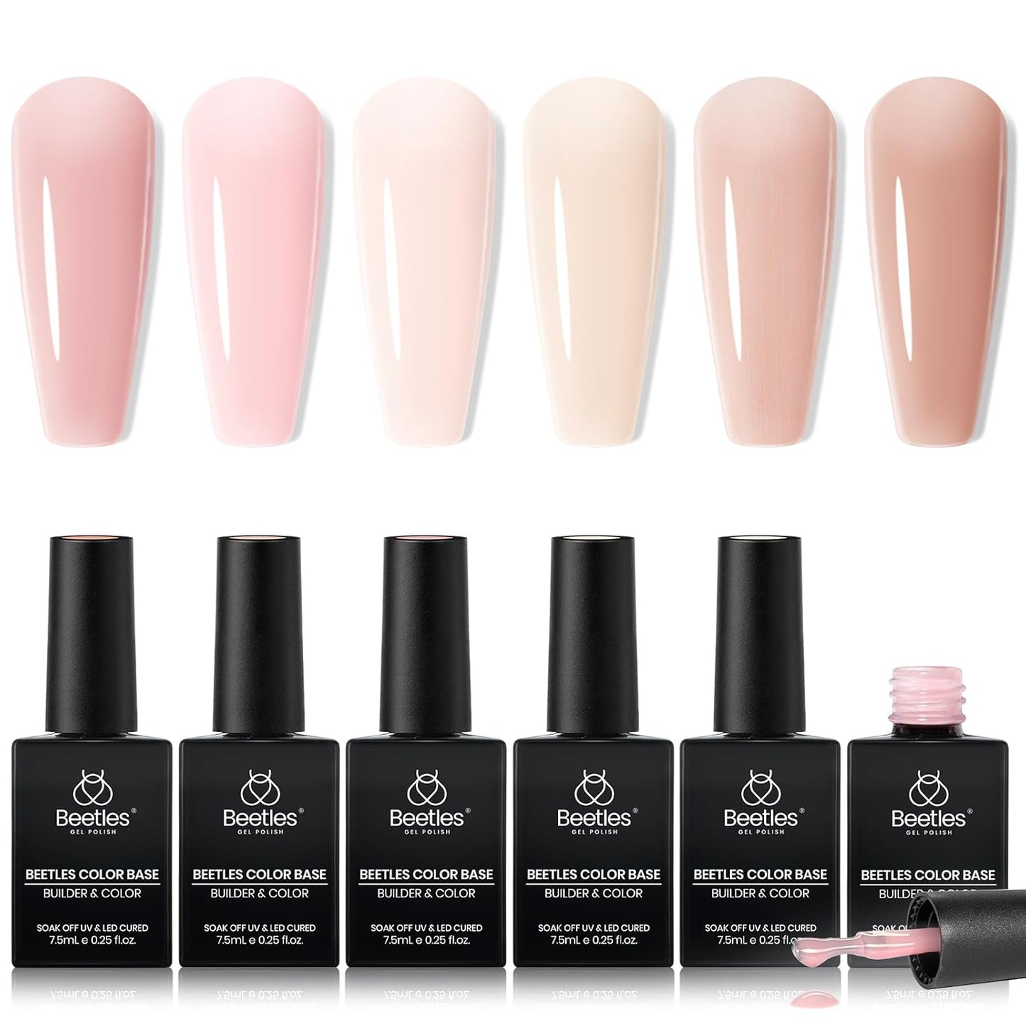 beetles Gel Polish Beetles Color Base Gel Nail Polish 6 Colors Nude Gel Polish Porcelain Doll Pink Polish Polish Neutral Sheer Strengthener Soak Off Art DIY Home