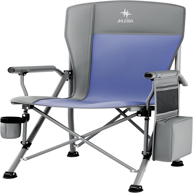 JKLESA XL Premium Camping Chair - 400lb Capacity, Oversized 23.7" Wide Seat, Heavy Duty 600D Oxford Fabric, Padded Camping...