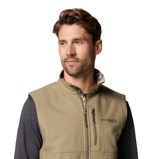 Columbia Men's PHG Ascender II Softshell Vest, Flax/Timberwoods Camo, Small