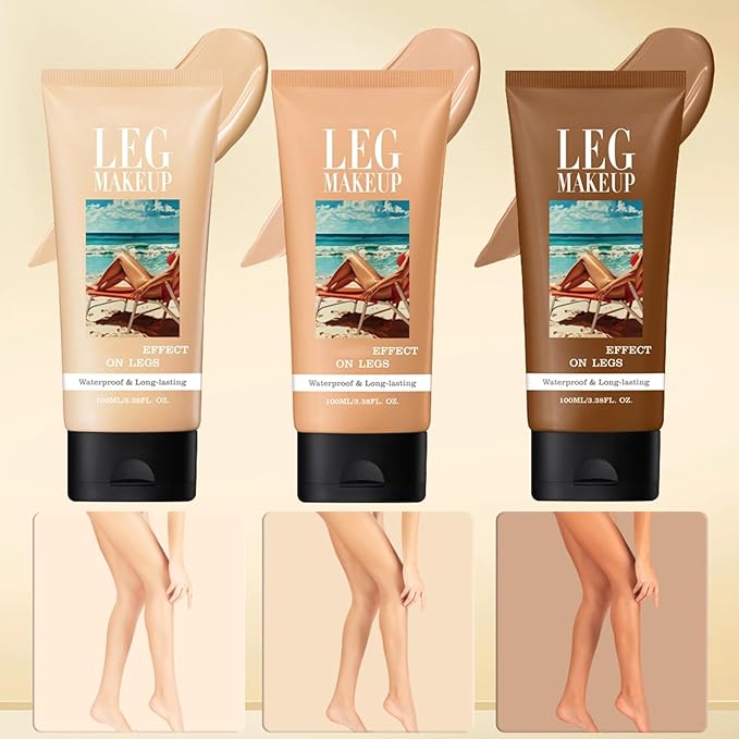 Legs Makeup Waterproof with Brush,No Transfer Body Concealer,Tattoo Cover Up Makeup Waterproof,Long Last Body Foundation for All Skin Tones,100ML (Fairest)