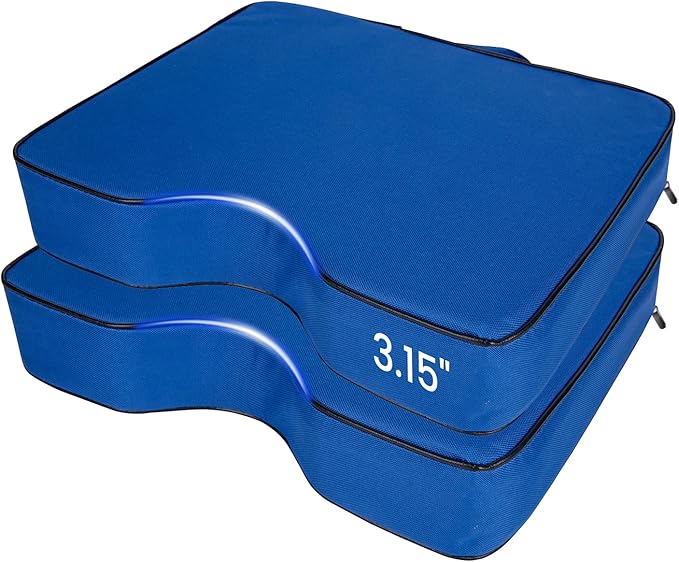 FirstGift 2-Pack 3.15" Stadium Seat Cushions - Portable Water-Resistant Bleacher Pads with Decorative Trim, Lightweight & Comfortable for Sports, Games, and Outdoor Events