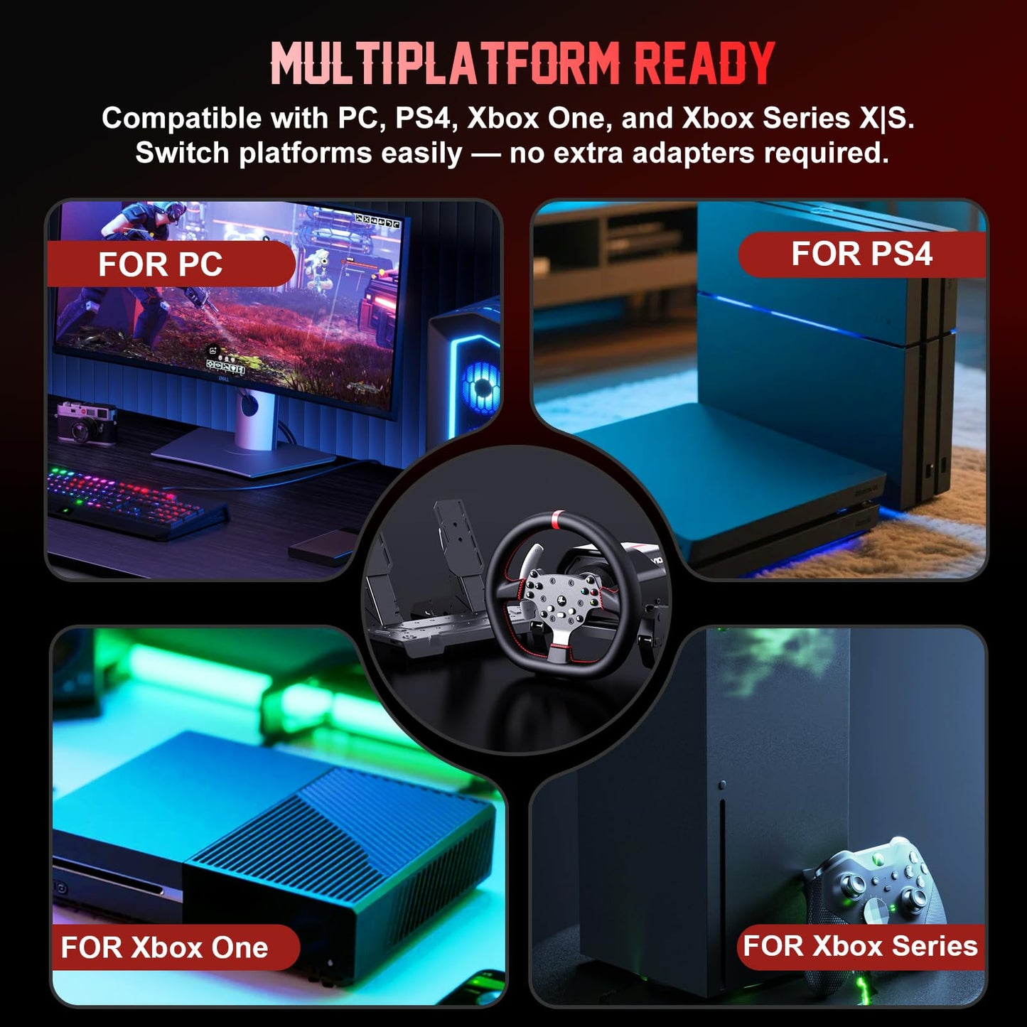 PXN V10 Ultra Direct Drive Racing Wheel, 3.2Nm Force Feedback, Hall Effect Metal Pedals, 4 Aluminum Paddle Shifters, Sim Racing Wheel for PC, PS4, Xbox Series X|S & Xbox One