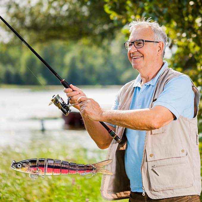 Fishing Lures,Lifelike Swimming Jigging Fishing Lures Double-Blade Rotating Tail for Crappie Walleye Trout Floating Lure f...