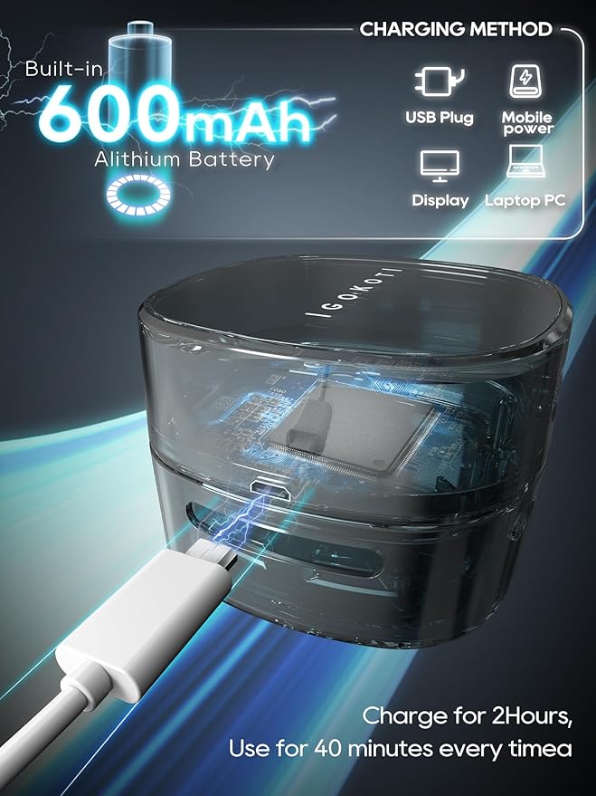 IGOKOTI Desk Vacuum Cleaner Mini,Counter Vacuum,Tabletop Vacuum Cleaner USB Rechager, Cordless Energy Saving Design