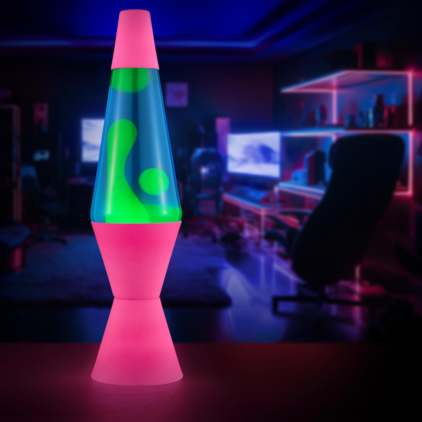 Lava The Original Lamp - 14.5" Neon Pink - Classic Liquid Motion Lamp - Green/Yellow and Blue Liquid - Item #2383 (Amazon Exclusive)