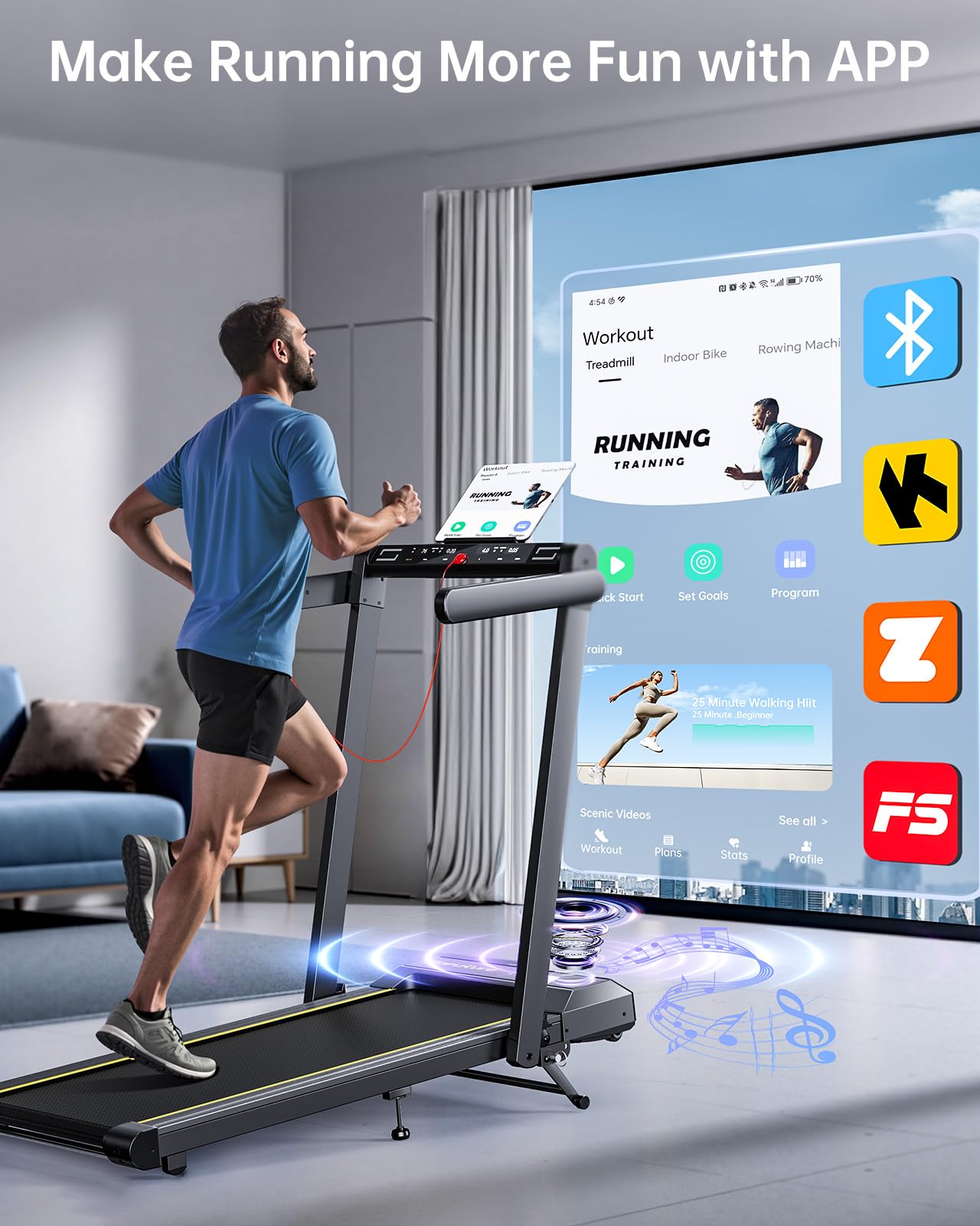 TOPUTURE Walking Pad Treadmill with 12% Incline and Handle Bar, 4 in 1 Folding Treadmill for Home/Office, Under Desk Treadmills Portable Walking Pad with App & Bluetooth Speaker, 0.6-10MPH