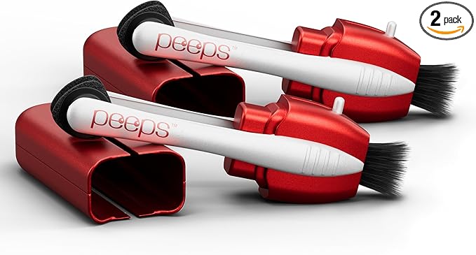 CarbonKlean Peeps Glasses Cleaner - for Eyeglasses, Reading Glasses, and More - Lens Cleaner with Carbon Microfiber Tech - Soft Touch Red - 2 Count