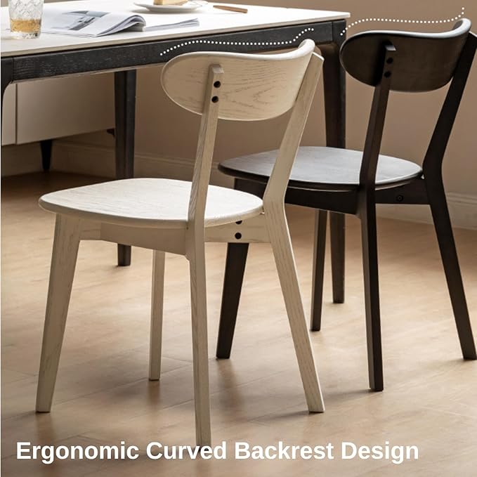 Hymus 100% Solid Oak Wood Dining Room Chairs - Practical Kitchen Chairs for Dining Room, Kitchen, Living Room (4, Black)
