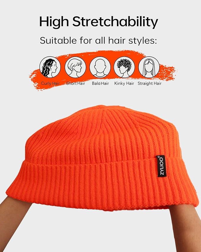 Zylioo Oversize Beanie Hats, XXL Big Size Ribbed Knit Cuffed Winter Hat for Cold Weather, Warm Skull Watch Cap