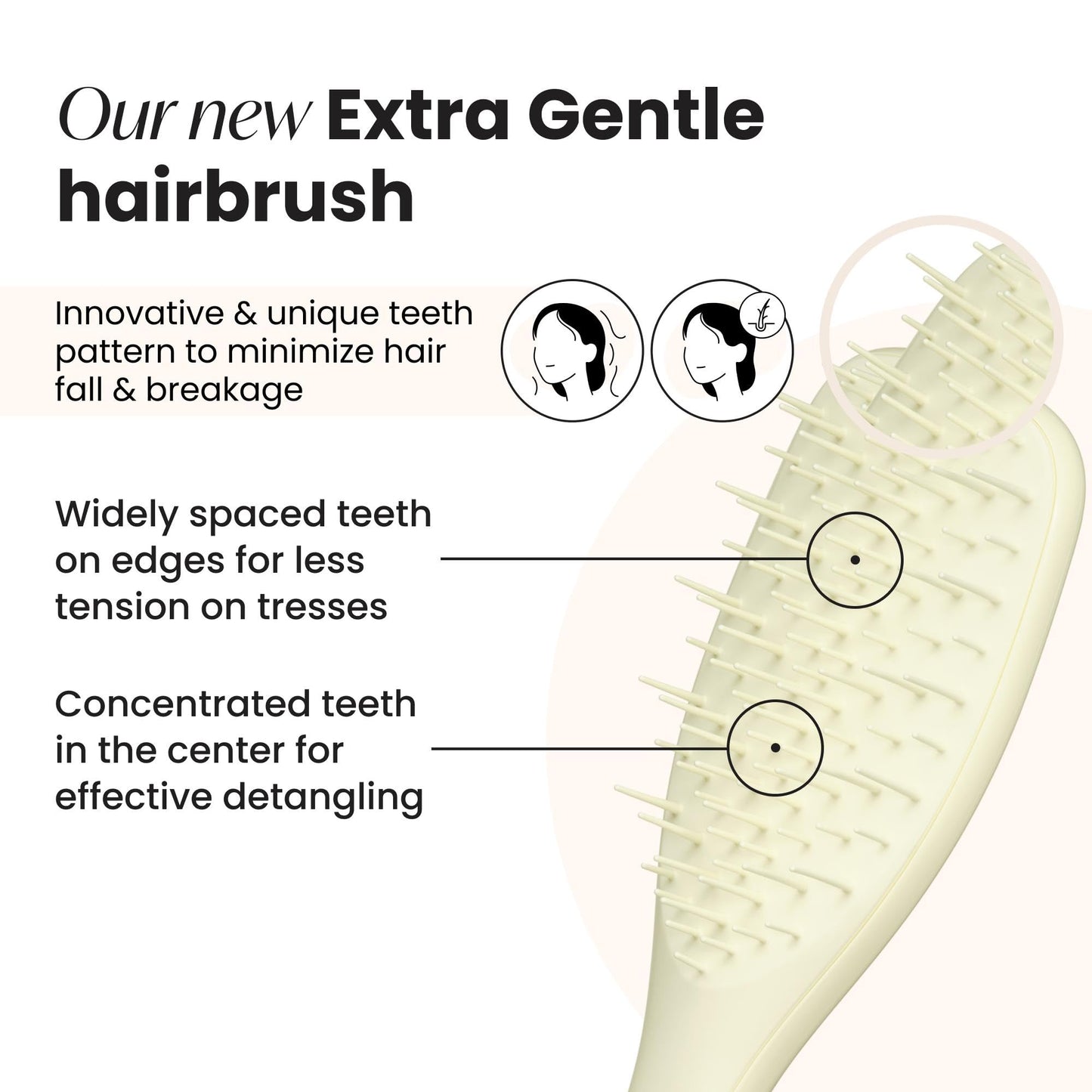 Tangle Teezer Extra Gentle Detangler Hair Brush, with Fewer Bristles for Gentle & Effective Detangling to Minimize Hair Loss & B