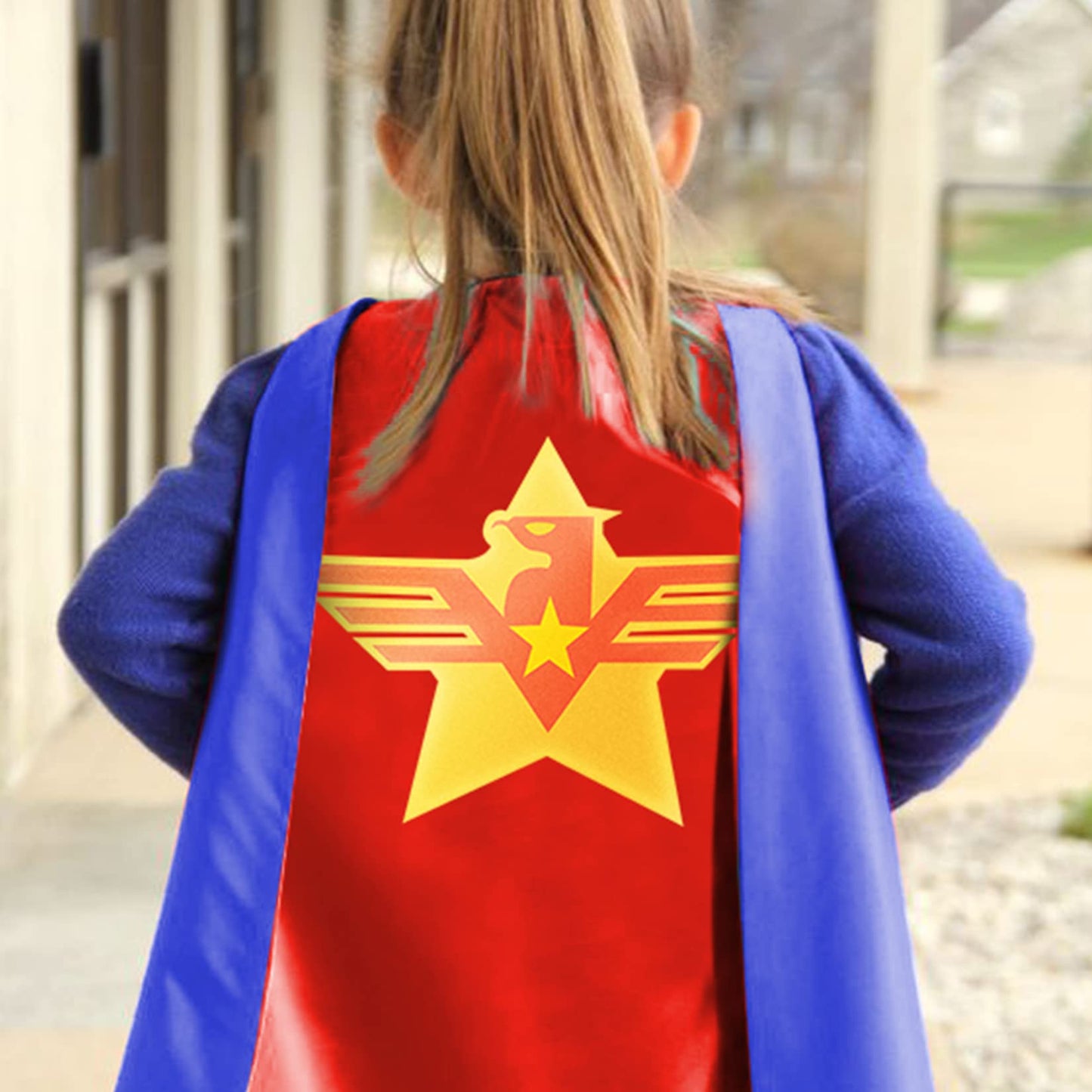 Mizzuco Dress Up Capes for Kids Superhero Cloak with Mask and Waistband Halloween Costumes and Party Dress up(Yellow)