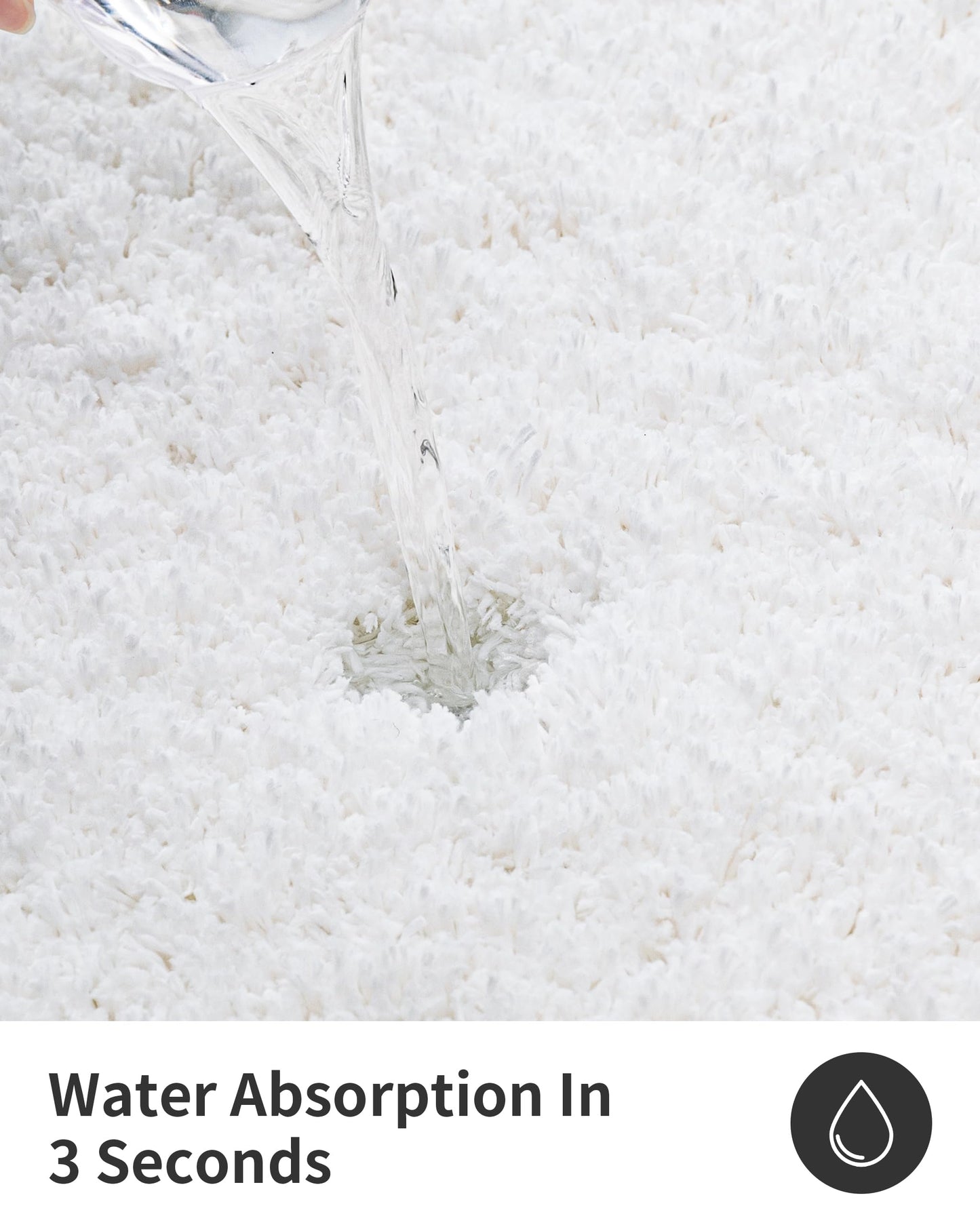 ILANGO White Bathroom Rugs 24" × 17" Small Non Slip & Super Absorbent Extra Thick Soft, Washable Bath Mat for Floor, Non Shedding Microfiber Plush Shaggy Bath Rug for Bathtub Shower Room Sink