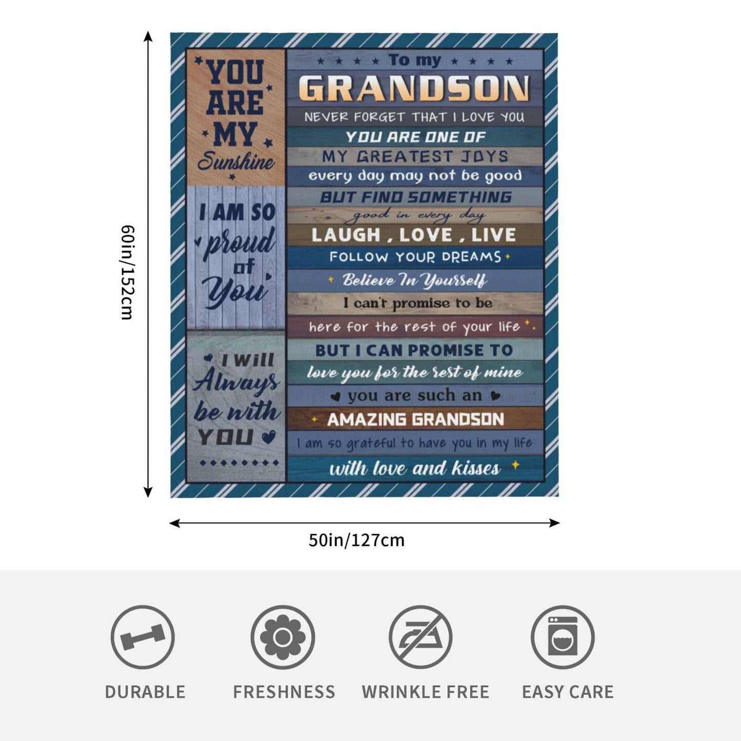 NORGOPRON Grandsons Gifts from Grandma/Grandpa/Grandparents/Nana, Gifts for Grandsons, Grandson Birthday Graduation Gift, to My Best Grandson Gift Throw Blanket 60"x50"