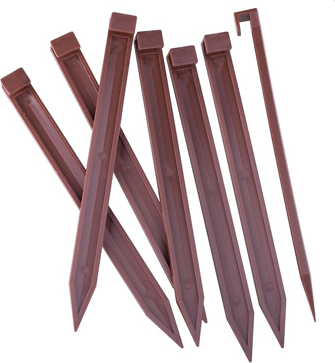 Landscape Edging Spikes, 12 Pcs 10 Inch Garden Stakes Anchoring Spikes for Paver Edging, Weed Barriers, Turf, Tent, Weed Barrier, Timber, Carpentry, Tent etc. (12, Brown)
