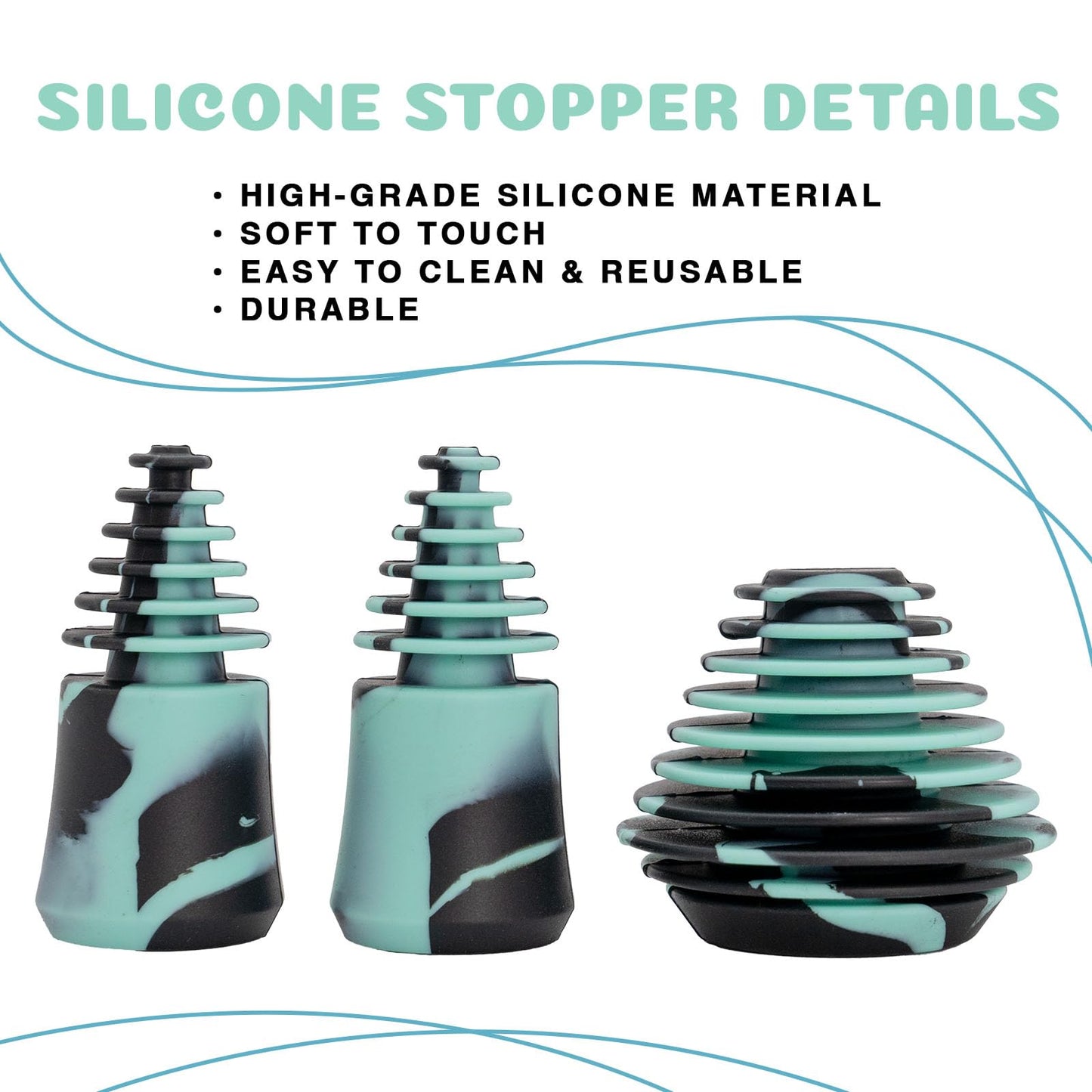 Nugbuddy Glass Cleaning Plugs | 3pc Silicone Stoppers Set | Reusable Glass Cleaner Accessory