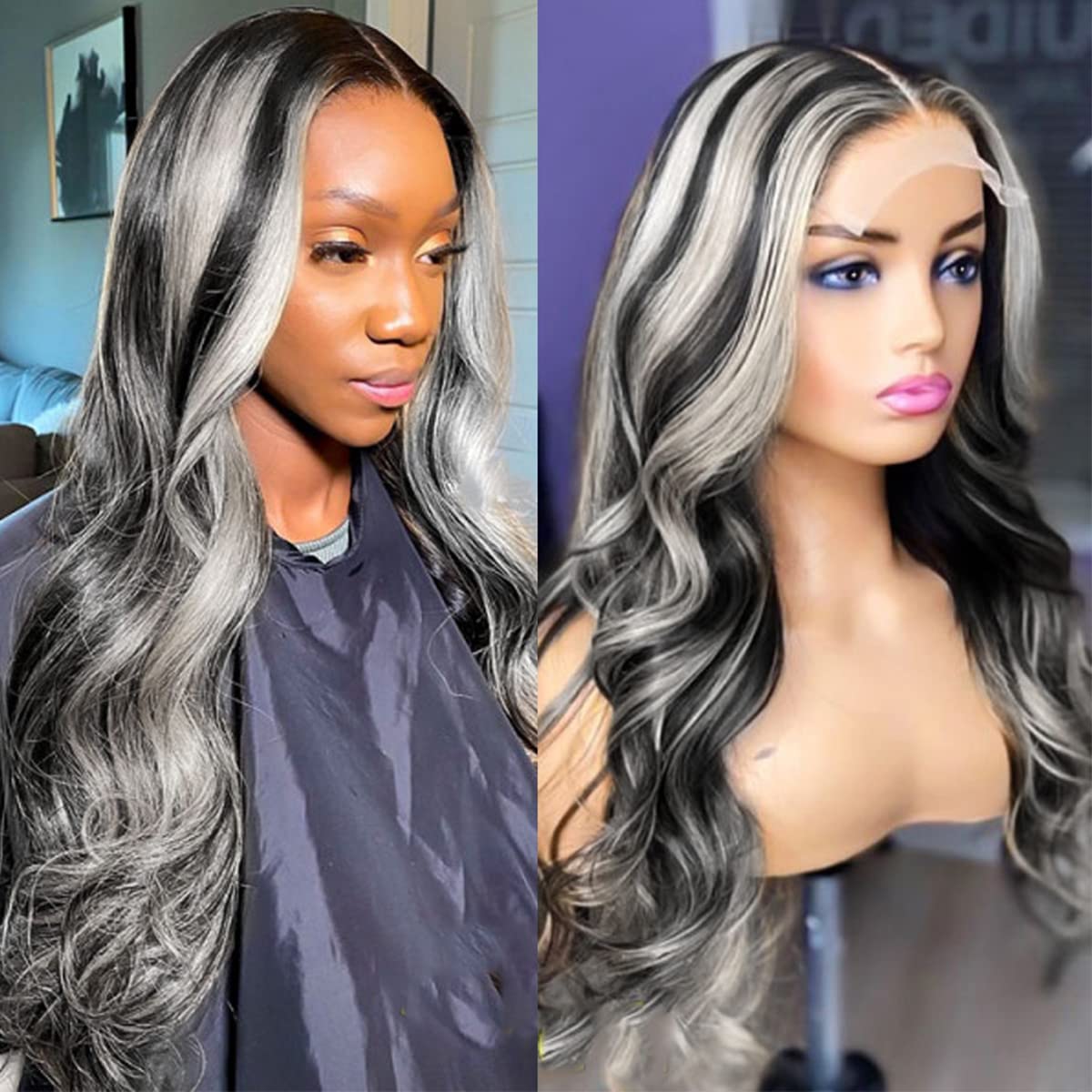 Peenoll 22 24 26 Inch Body Wave Human Hair Bundles Highlight P4/Grey Weave Bundles Human Hair 12A Unprocessed Brazilian Virgin Q