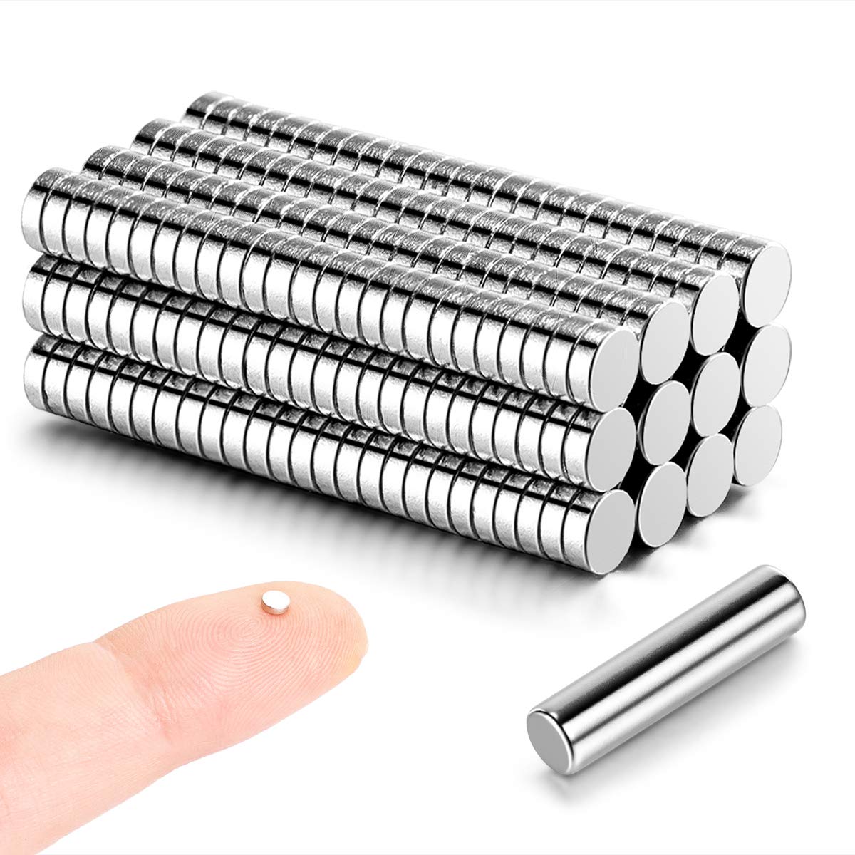 MEALOS 300pcs 3x1mm Tiny Magnets (Actual Size) - Mini Little Small Round Magnets for 3D Printing, Miniatures Small Models - Come with a Storage Case