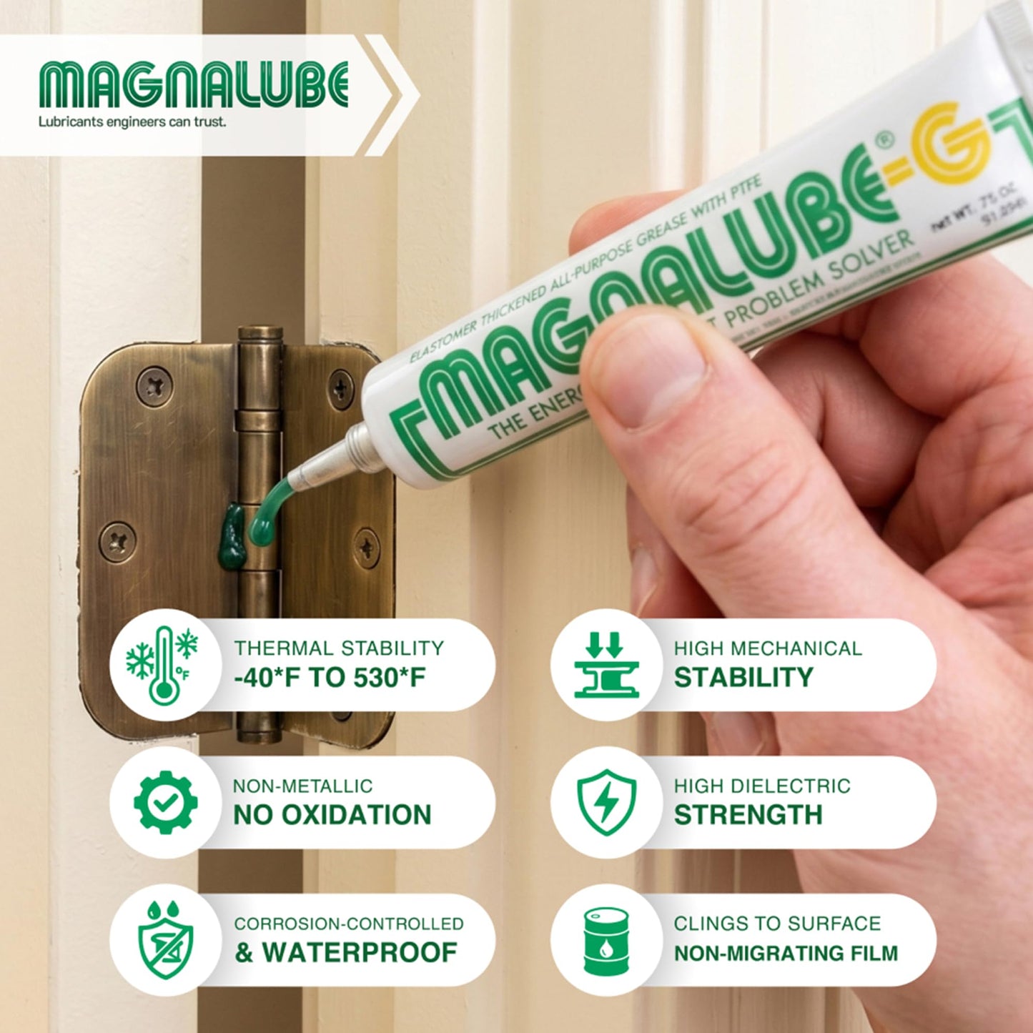 Magnalube-G All Purpose Grease – No Drips or Leaks – Waterproof High-Temp, Dielectric – PTFE Lubricant for Door Hinges, Tracks, 3D Printers, Marine, Reels, Bearings, Joints – 0.75oz Tube, 10-Pack