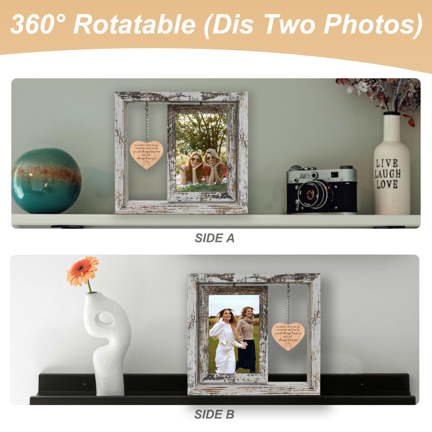 Friend Gifts for Women - No Matter Where We Go - No Matter What We Do - You Will Always Have Me and I Will Always Have You Wood Picture Frame Gifts for Friends Going Away Friendship (Dis Two 6x4 Inch)