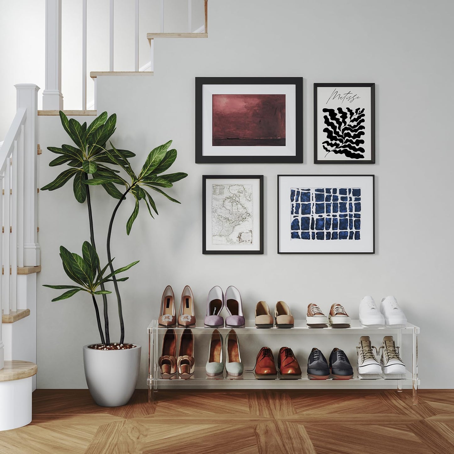 Aquiver Acrylic Long Shoe Rack - 2 Tier Shoe Organizer for Closet- Wide Shoe Shelf Clear Shoes Rack for Entryway, 42.7'' L x 11.8'' W x 12.2'' H, Easy Assembly & Clean