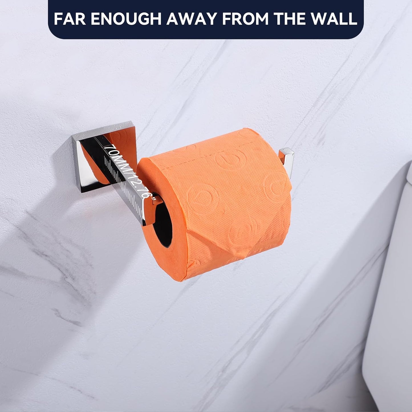 LANC Chrome Toilet Paper Holder, Bathroom Silver Toilet Paper Roll Holder Wall Mounted for Bathroom Washroom Modern TP Tissue Holder Dispenser 304 Stainless Steel Polished Right, A8807CP