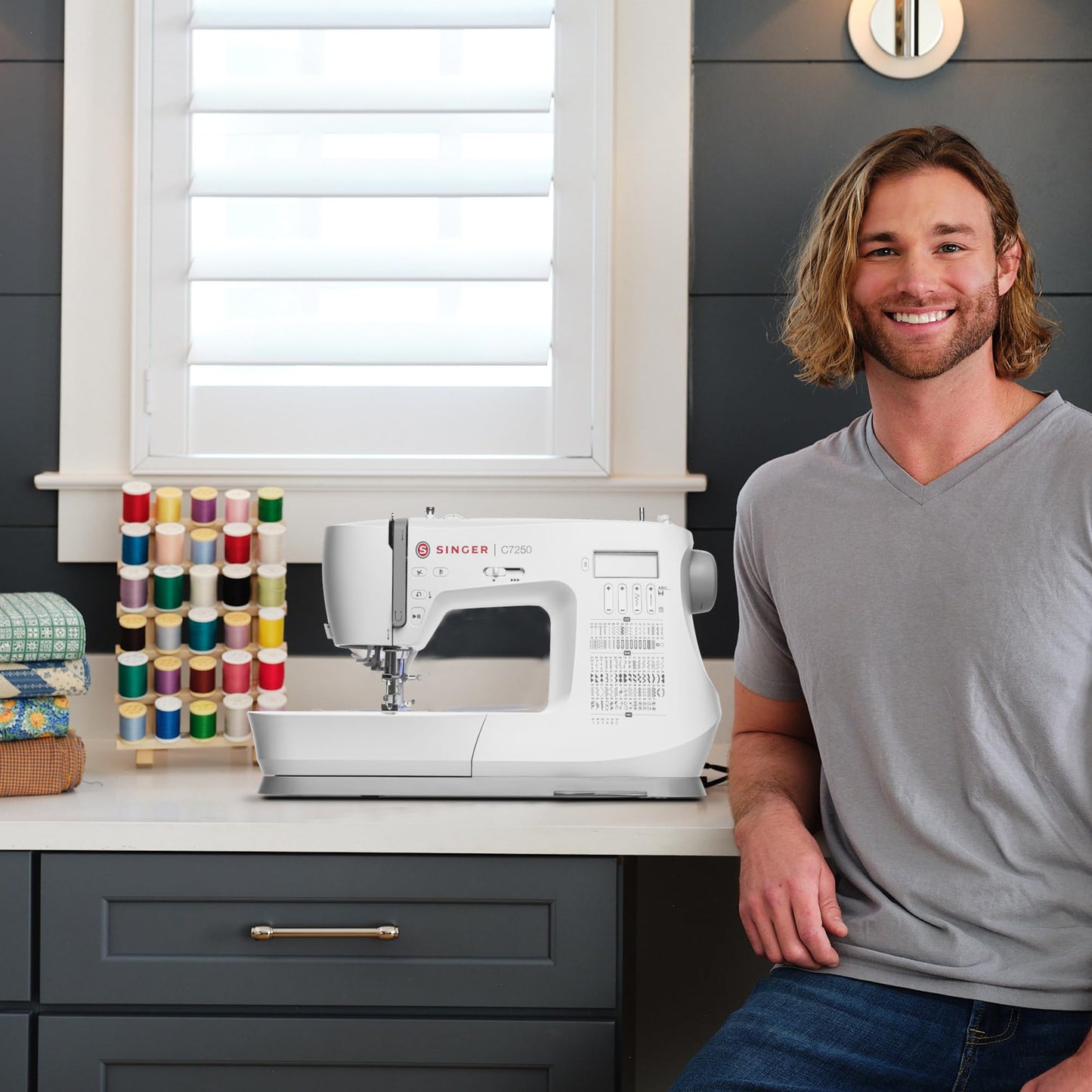 SINGER C7250 Computerized Sewing & Quilting Machine with Extension Table & Accessory Kit | 417 Stitch Applications, Built-In Lettering, Metal Frame, LCD Screen, One-Step Buttonhole & Speed Control