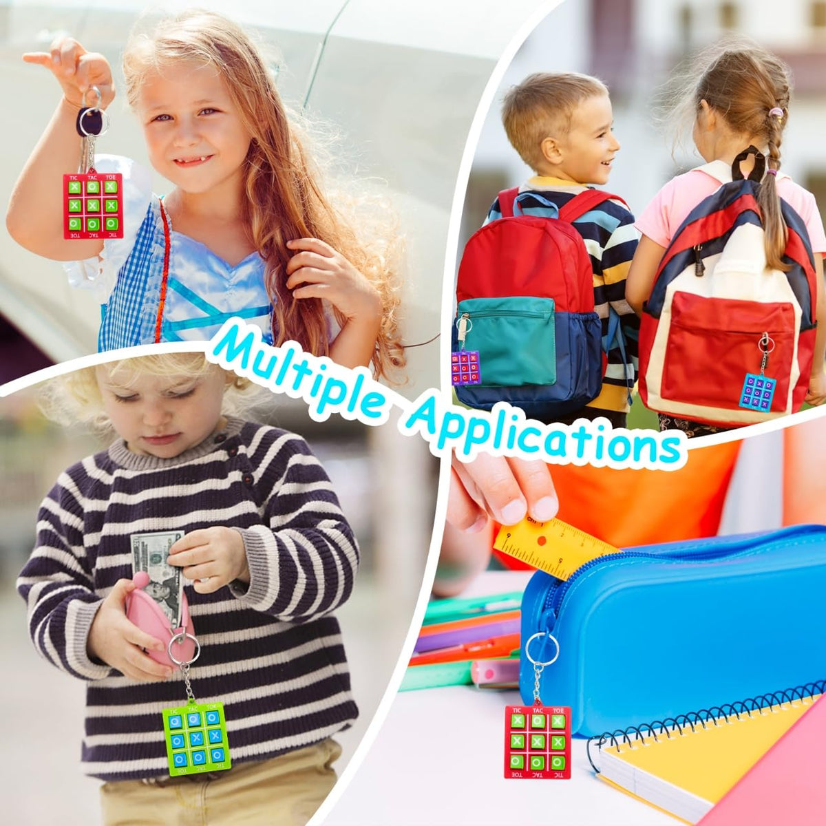 Party Favors for Kids 8-12 4-8 ,16 Pack Tic Tac Toe Game Keychain Fidget Bulk Back to School Student Gifts Classroom Treasure Box Toys Prizes Goodie Bag Stuffers Pinata Fillers Birthday Return Gifts