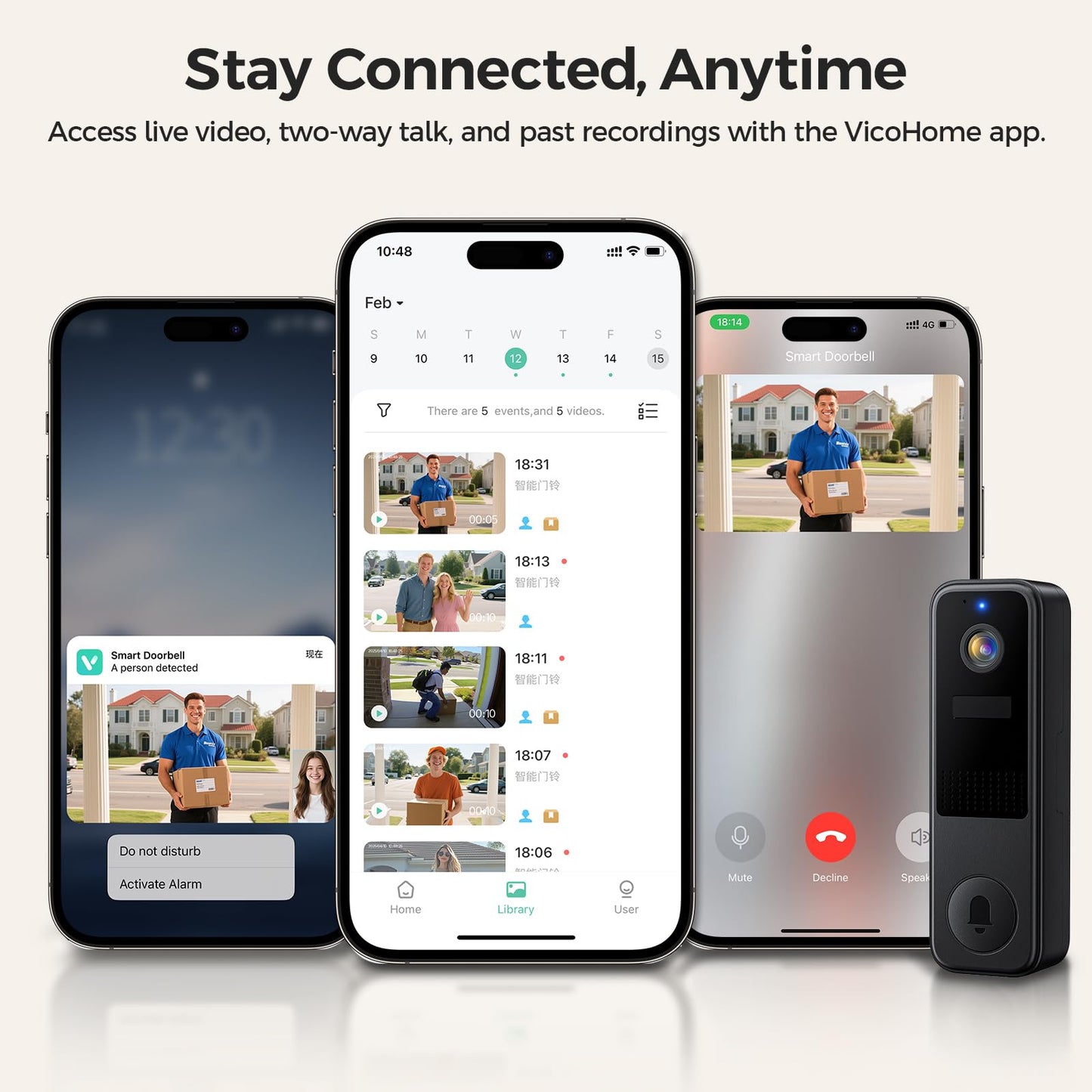 Belleye DB4 2K Battery Video Doorbell, Smart Wireless Doorbell Camera with Ring Chime, Live View with Two-Way Talk, AI Detection and Real-Time Notification, Compatible with Alexa and Vicohome