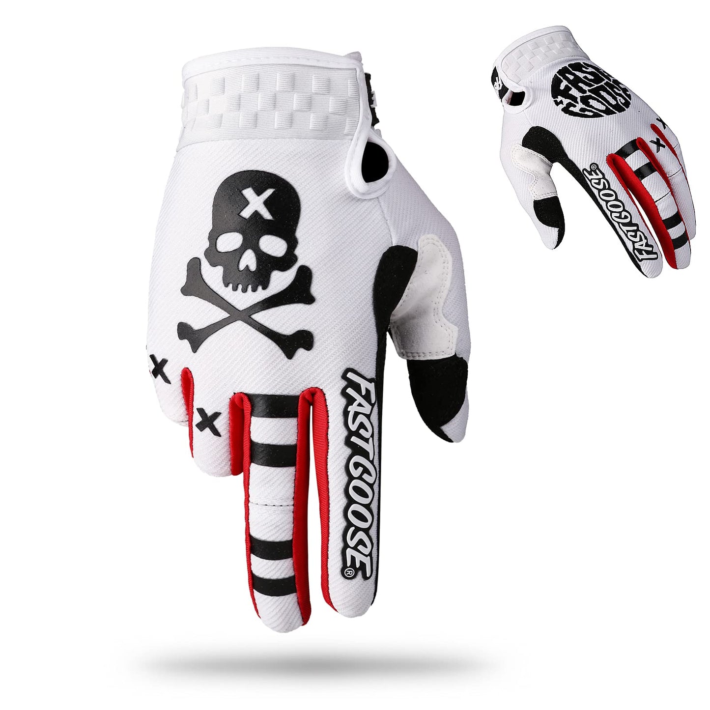 FASTGOOSE Dirt Bike Motorcycle Gloves - Motocross Motorbike Riding ATV MX MTB Off Road Racing Sports Cycling (White, Large)