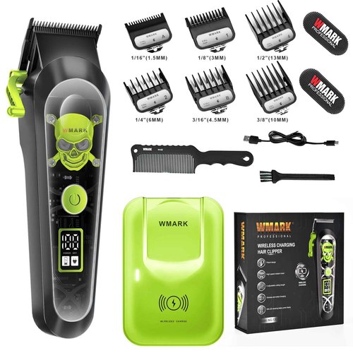 WMARK High Speed Professional Hair Clipper for Men Professional Cordless&Corded Hair Clippers with LCD Display 6 Guide Combs *1comb,Mens Gift-NG-130 (Green)