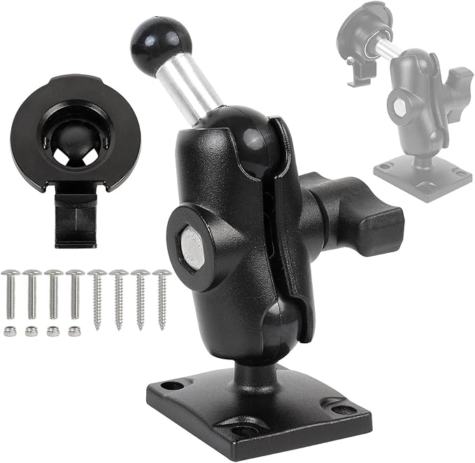 Aluminum Heavy-Duty GPS Mount with AMPS Square Plate Base for Garmin, Replacement for Suction Cup Windshield Mount, Compat...