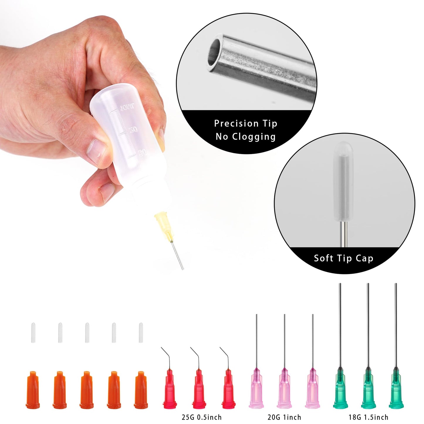 30ml Glue Bottles with Blunt Needle - Precision Tip Squeeze Applicator Dispenser Bottle for Dispensing or Refilling Oil, Liquids, Paint, Quilling Craft