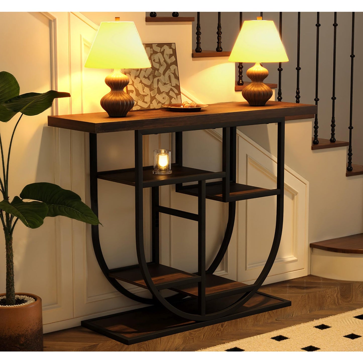 Modern Console Table for Entryway with Storage: 41.3 Inch Wood Sofa Tables for Living Room - Narrow Farmhouse Accent Desk for Home Decor