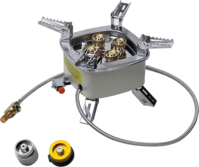 The Bincho Grill Charcoal Starter Gas Burner – 12,800W High Heat Mini Stove with 4 Heads – For Chimneys to Light Binchotan...