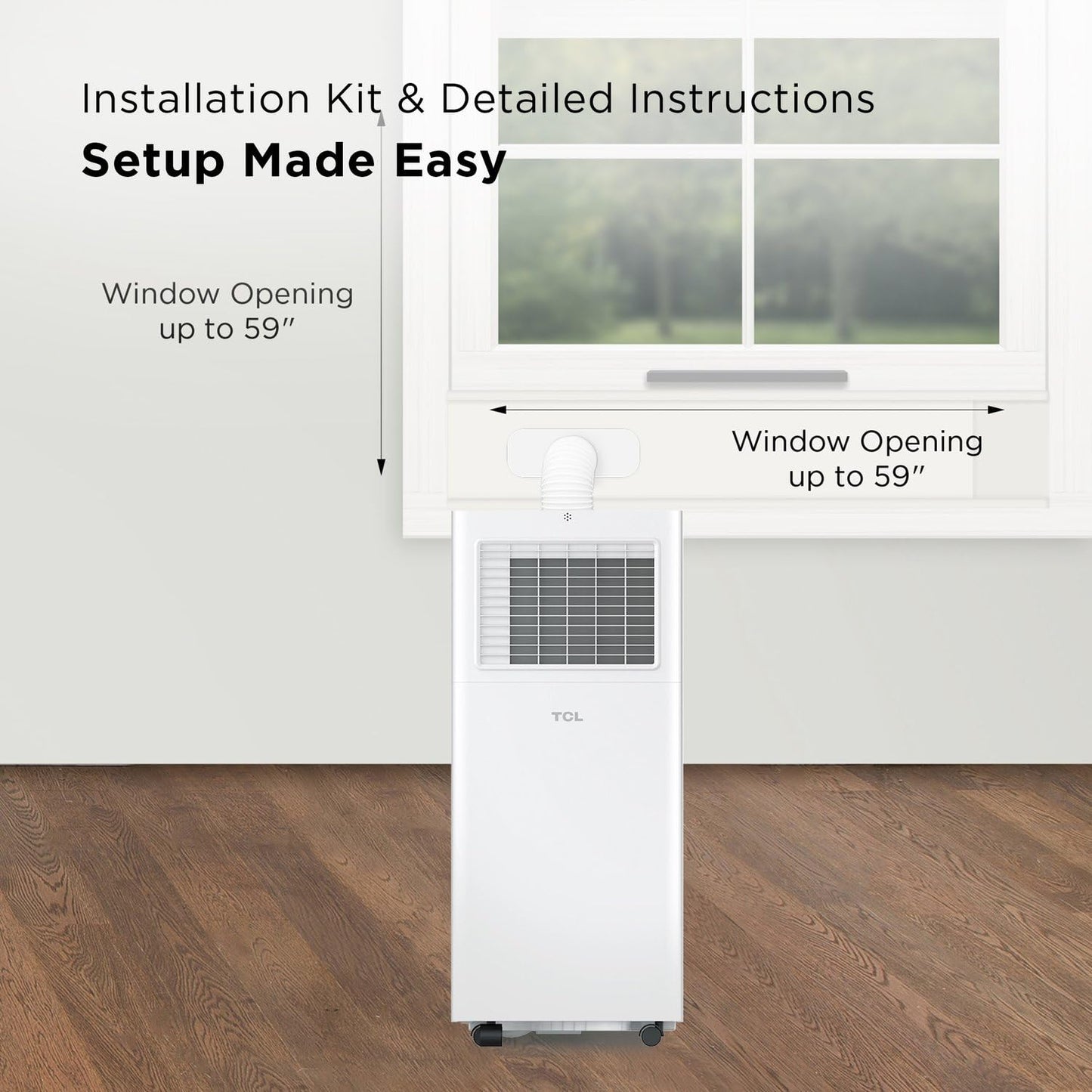 TCL H6P44W 6,000 BTU Smart Portable Air Conditioner, Fan & Dehumidifier, 250 Sq. Ft, Ultra-Compact Design, Remote Control, Compatible with Alexa/Google Assistant, Install Kit Included, White