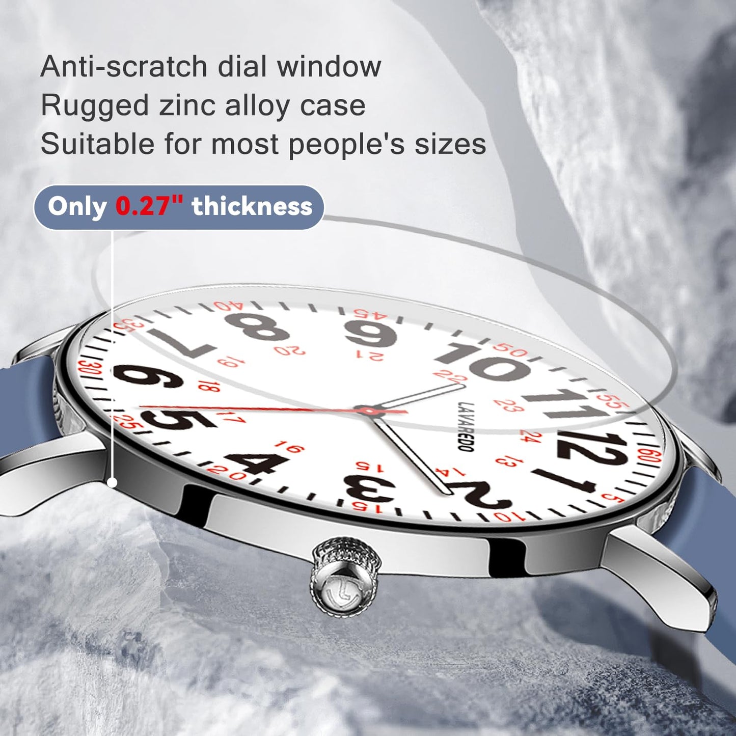 Bomieux Nurse Watch for Nurses Doctors Women Men,Waterproof Analog Watches with Luminous Dial and Japanese Quartz Movement,Easy to Read Military Time Watch with Second Hand, 12/24 Hours,Silicone Band
