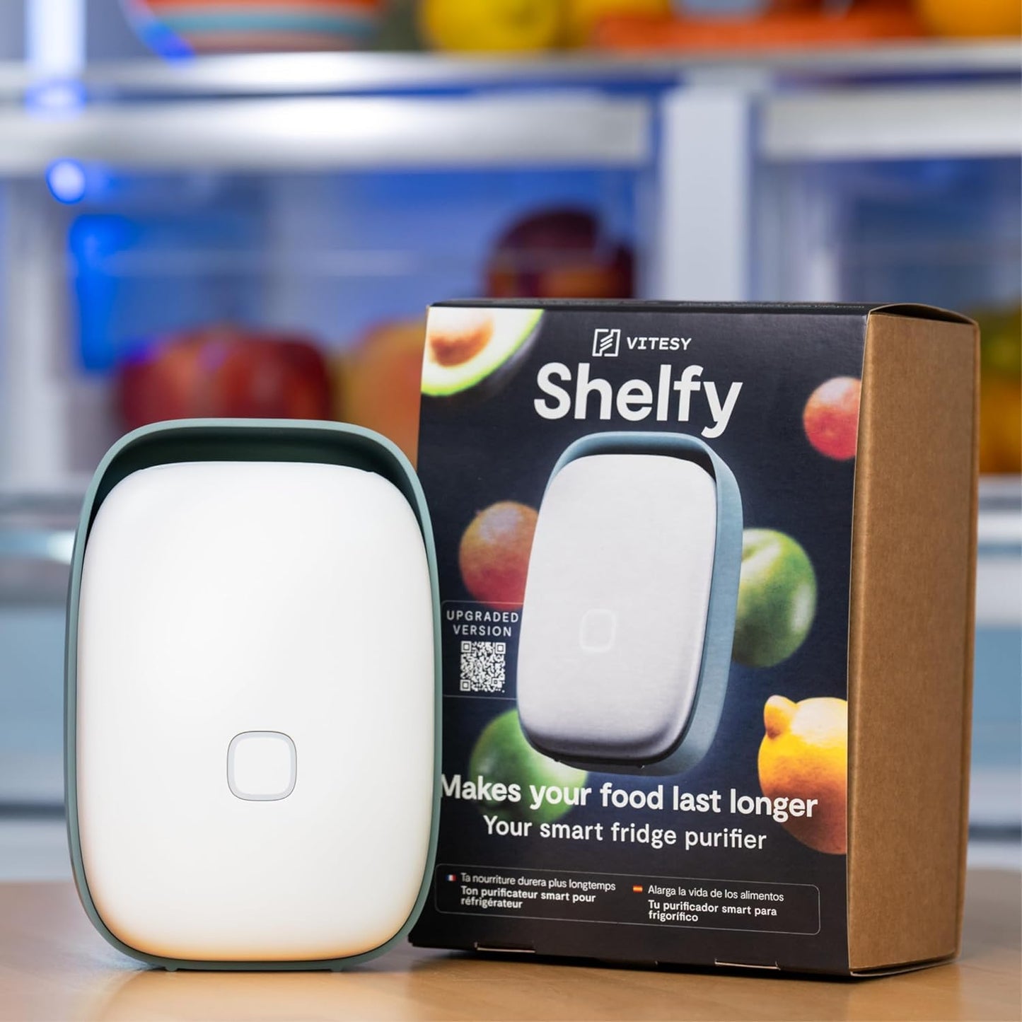 VITESY SHELFY 2 Smart Refrigerator Device | Extends Food Freshness and Reduces Food Waste | Removes Bad Odors | IoT Technology | Photocatalytic and Washable Filter | USB-C Charging