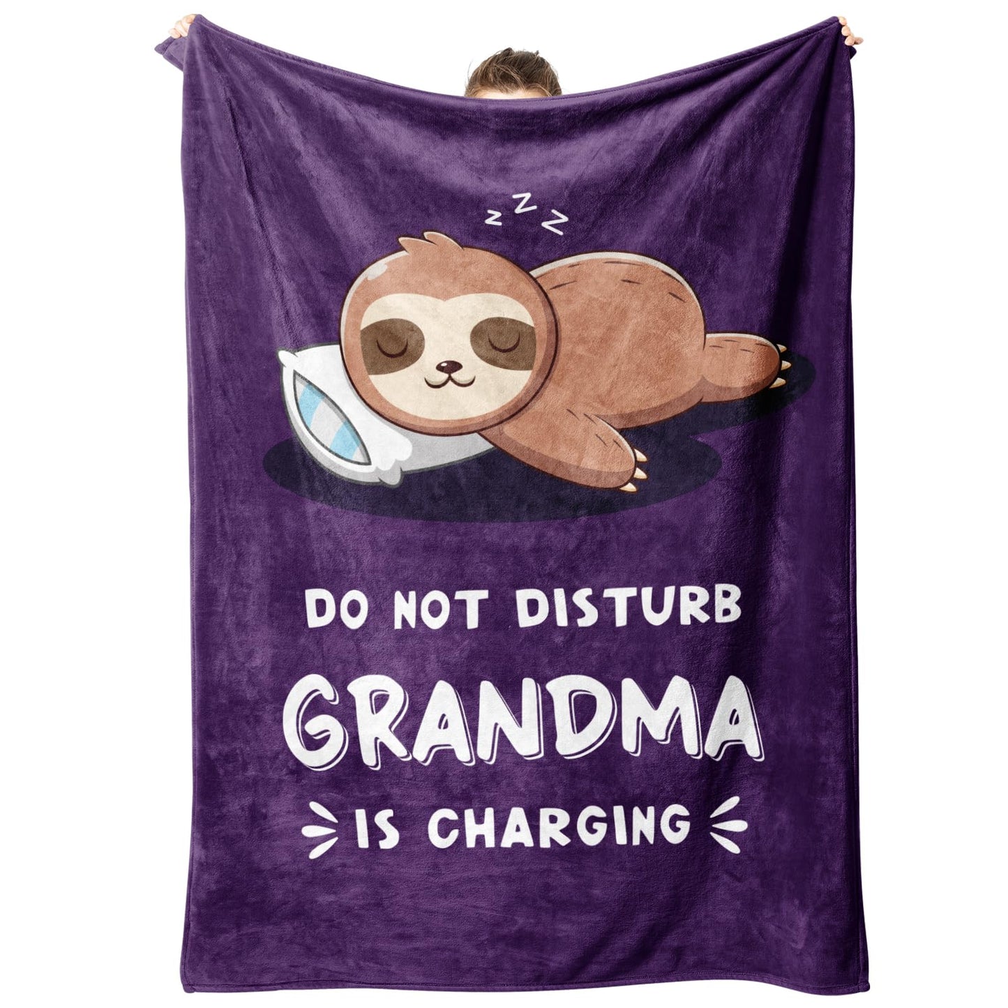 Funny Grandma Birthday Gifts, Grandma is Charging Sloth Blanket 60" x 50", Gift for Grandmas from Grandkids, Grandmas Gifts for Christmas Mothers Day, Super Soft Blanket for Grandmother
