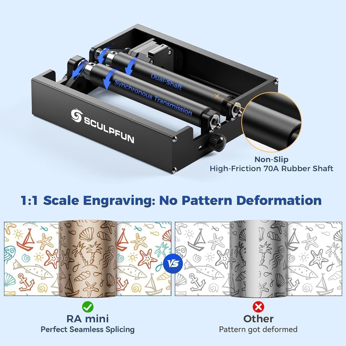 SCULPFUN C1 Mini Laser Engraver with SCULPFUN RA Mini Rotary Roller, 3W Portable Engraving Machine, 0.04mm Ultra-Fine Spot, 150x130mm Engraving Area, Works on Wood, Leather, Paper, Slate