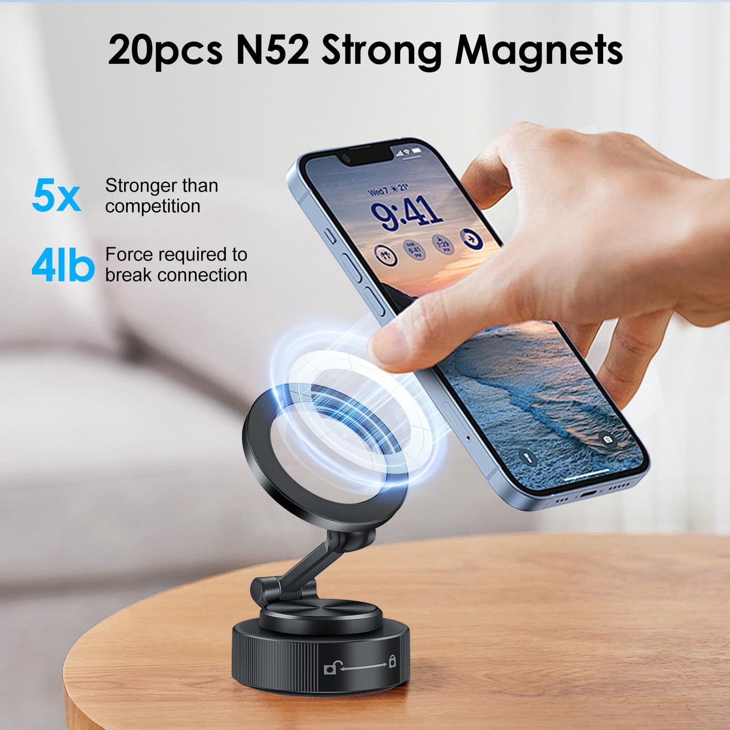 Eeekit Vacuum Magnetic Phone Holder, 360 Adjustable Suction Cup Phone Mount For Car Compatible With Iphone Magsafe And All Smart
