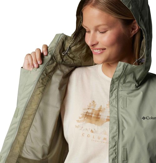 Columbia Womens Arcadia II Waterproof Rain Jacket, Safari, Medium
