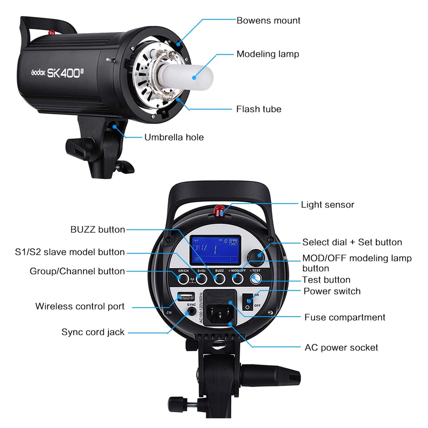 Godox 2 X Sk400Ii 800Ws Strobe Flash Light Monolight Kit For Studio Photography, Includes Light Stand, Softbox, Reflector, Barnd