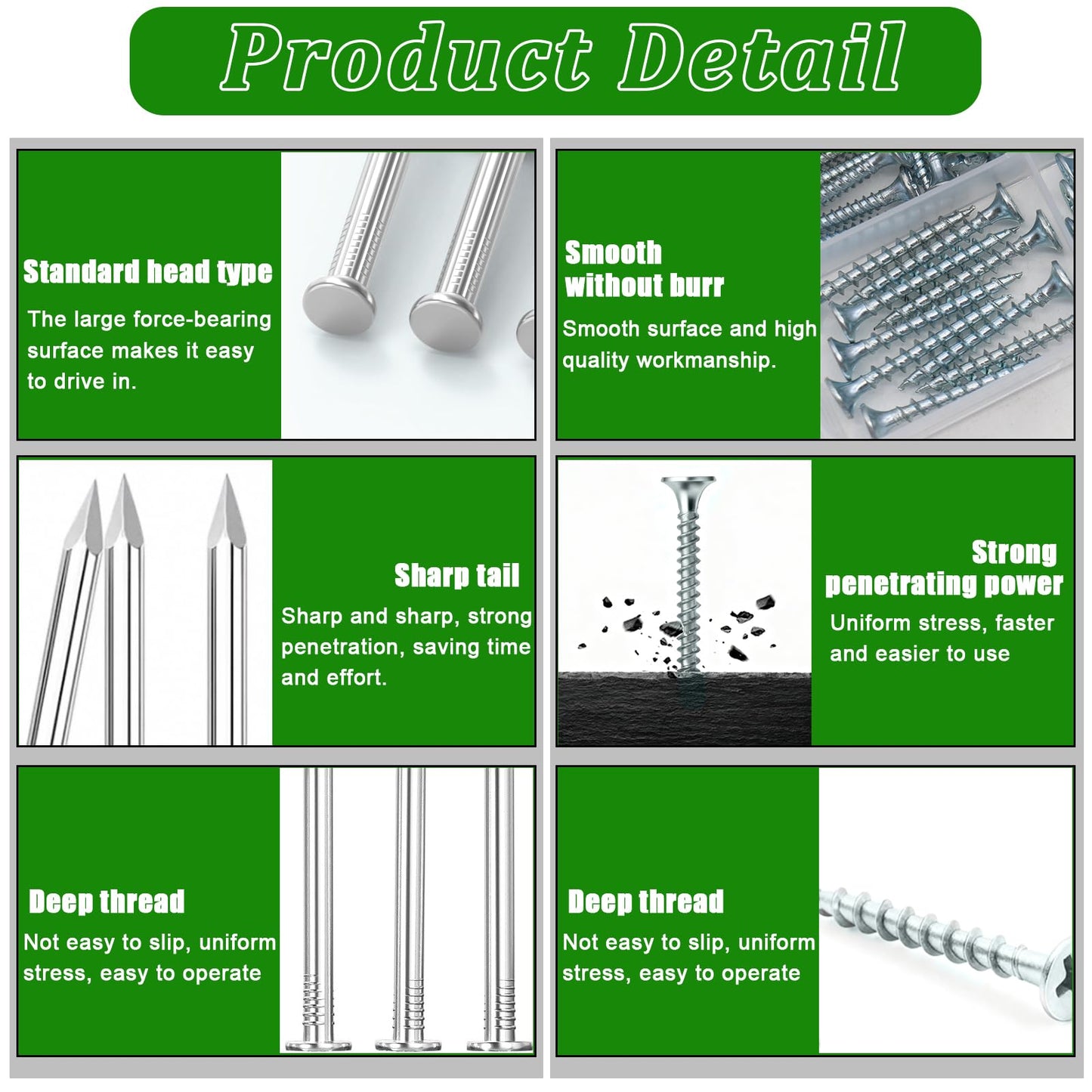 320Pcs Premium Hardware Nails & High Hardness Wood Screws Assortment Kit,11 Sizes (1/2"-2"),Phillips Drive Flat Head, Wood Screws,Galvanized,Picture Hanging,Wood,Common Nails with Storage Box