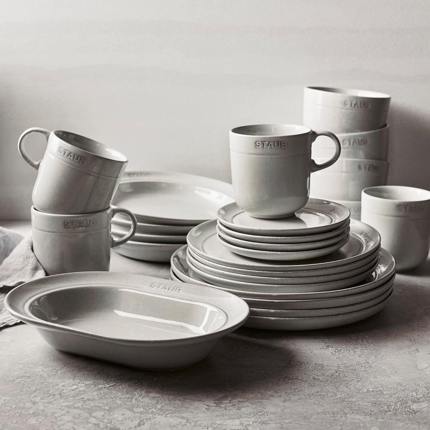 Staub Ceramic Dinnerware 12-pc Set - White Truffle