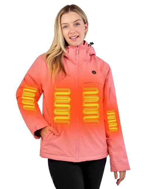ANTARCTICA GEAR Heated Jacket, Ski Jacket Coat, With 12V/16000mAh Battery Pack, 5 Areas Heating Thicken Women Winter Coat