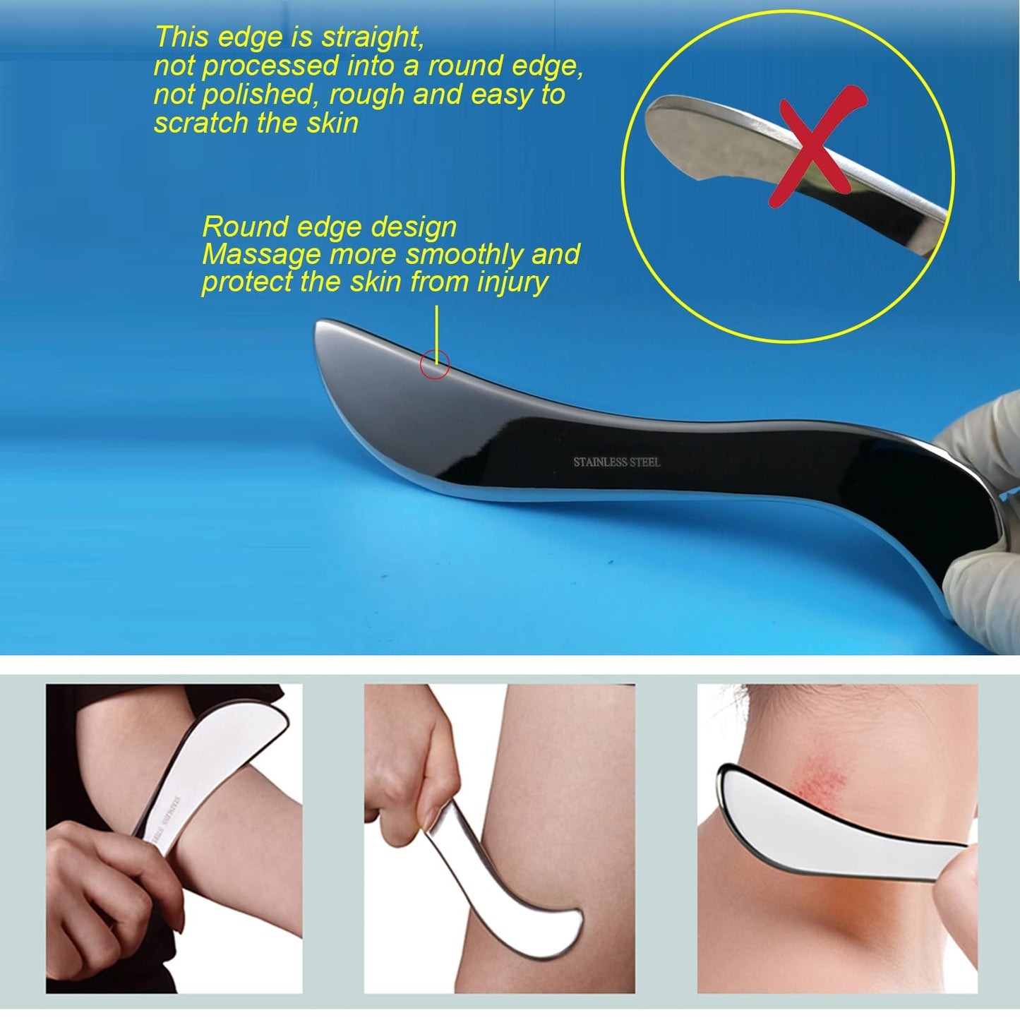 BYYDDIY Gua Sha Trigger Point Massage Tool & Muscle Scraper Tool -Thumb Protector,Deep Tissue Massage,Scraping Massage Tools (Ts)