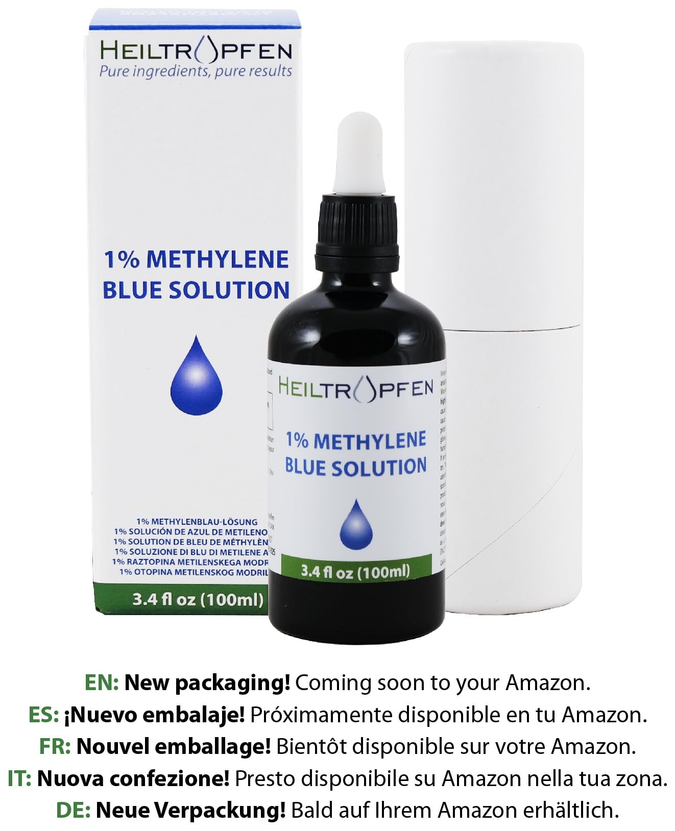 Methylene Blue 1% Solution 3.4 Fl Oz - 100 ml | Ultra High Purity | USP Pharma Grade Ingredients - Third-Party Tested | Formaldehyde Free | Glass Bottle | Heiltropfen®