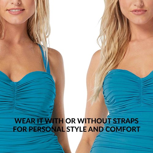 COCO REEF Charisma Tankini Top — Shirred Bandeau Swimsuit Top, Teal Cove, 36D Cup