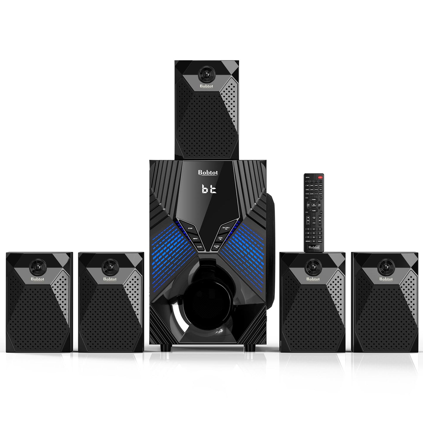 1000W Surround System 5 Wired Satellite Audio Speakers 8 inch Subwoofer 5.1/2.1 Channel Home Theater Deep Bass Support ARC Optical Bluetooth Karaoke Input