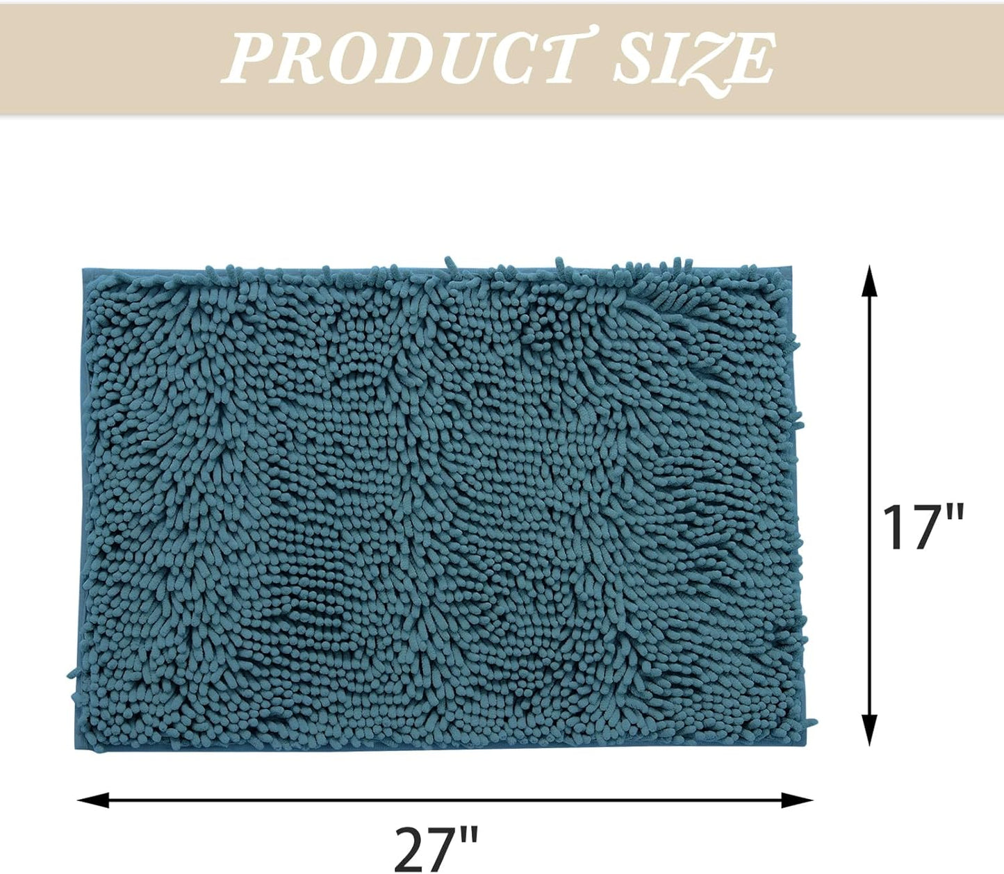 Non-Slip Bath Rug,Extra Soft Microfiber Bedroom Shag Carpet with Anti-Slip Backing,Water/Dust Absorbent Fast Dry Shower Mat,Sound Insulated Stairs Pad,Machine Washable (Turquoise,17 x 27 Inches)